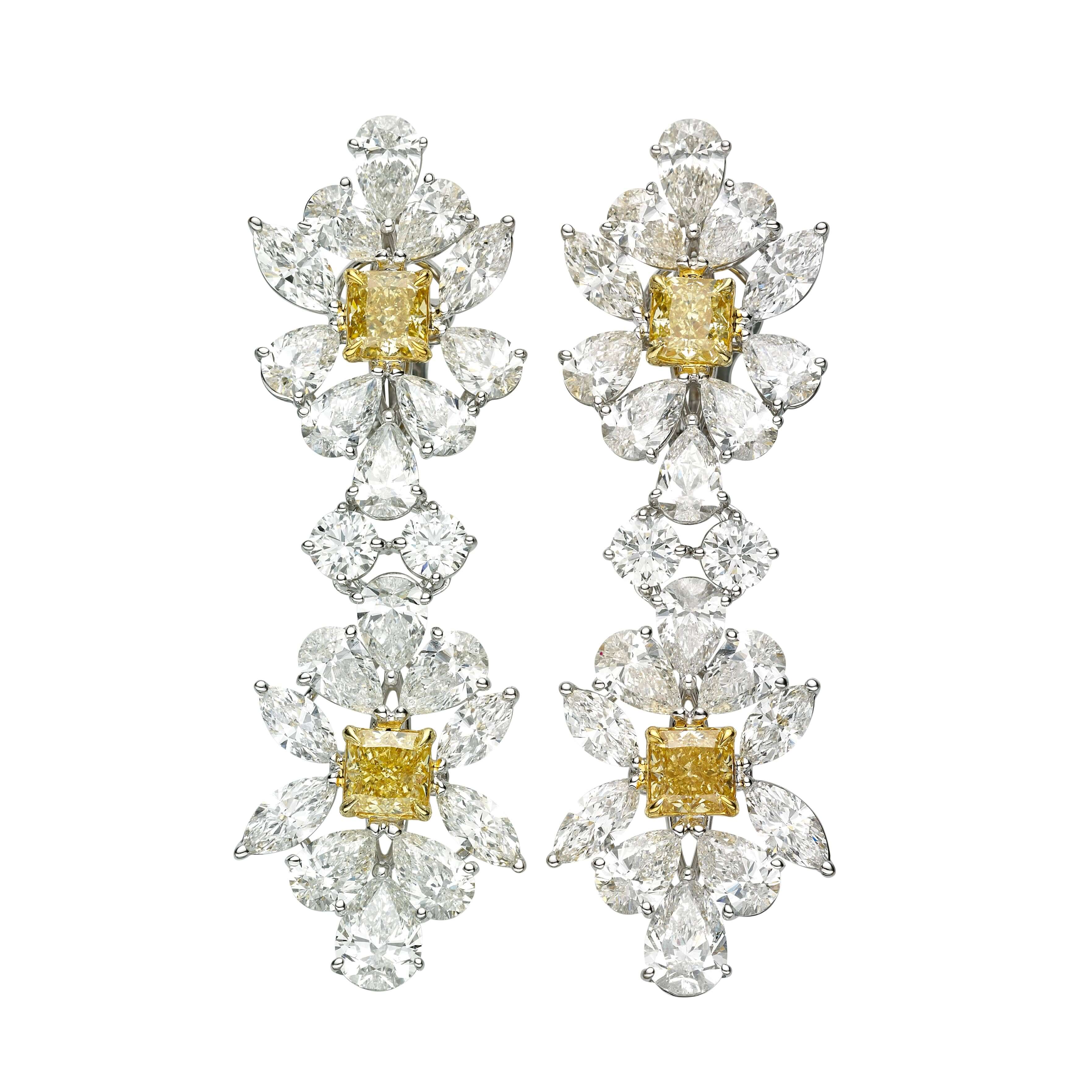 RodA2 Earrings Fancy Yellow Oval Double Halo 1.00CTW - Diamond Exchange  Dallas