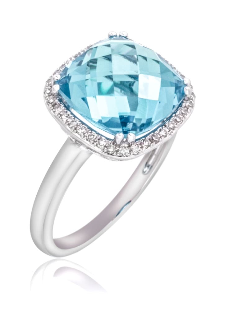 The Signature Cushion Aquamarine Engagement Ring Diamond Halo