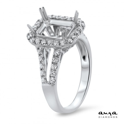 Rectangular Engagement Ring with Halo for 2.5 ct Stone | AR14-062